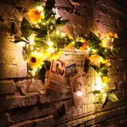 Sunflower String Lights Battery Operated Indoor With LED Light White Warm Light