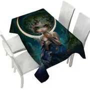 The Moon Goddess Forest Wolves and Beautiful Maiden Tablecloth