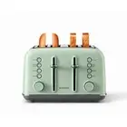 4-Slice Metal Wide Slot Toaster with 7 Shade Settings Green Extra Wide Slots for