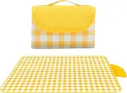 ONMELON Picnic Mat, Folding Easy to Carry Mat, Sandproof Waterproof Camping Portable Picnic Mat, Nice-Looking Lightweight Beach Mat, Outdoor Family Park (Yellow, 60"x80")