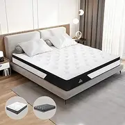 STARRY EUCALYPT Mattress Queen Size Duracoil Bonnell Spring in 18cm Thickness, Euro Top Bed Mattress with Airflow Memory Foam and Enhanced Edge Support, Medium Firm with Topper Mattress Pad (White)