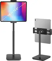 Adjustable iPad Stand with 21" Height Extension, 360° Swivel Tablet Holder for Desk, Surface Pro Stand, Portable Monitor Stand Compatibility with 4.7-15.6" Tablets and Smartphones, Display