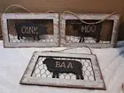 Kitchen Signs Cow & Pig With Chicken Wire