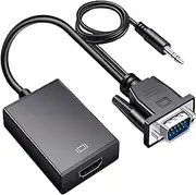 Retoo VGA to HDMI Cable, VGA to HDMI with Audio Adapter and USB Charging Cable, 1080P 60HZ Male to Female Converter from Old PC to TV/Monitor with HDMI, Converter with Audio for Monitor Projector HDTV