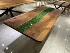 Epoxy Dining Table, Green Epoxy Wood Table, Walnut Table , 80"x40" Epoxy Table