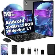 Bvlary 2025 Latest 10 Inch Android Tablet 22 GB RAM + 128 GB ROM 1TB TF, Octa-Core, 13MP + 8MP, 5G + 2.4G WiFi, 1280 x 800 HD Display, Tablet PC, GPS, BT 5.0, 8000 mAh, (Grey)