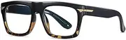 [WNCKSQ] Retro Square Clear Eyewear TR90 Women Glasses Frame Fashion Men Optical Eyeglasses Frame Computer Goggles,Black leopard