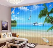 Beach Star Bird Coconut 3D Curtain Blockout Photo Printing Curtains Drape Fabric