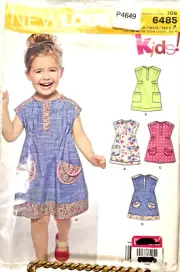 New Look Sewing Pattern 6485 Girls Dress Sz 1/2-4 with Pockets