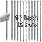 16 Inch Galvanized Steel Rebar Stakes 1/2 Inch Diameter 12 Pack