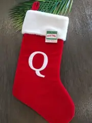 Old Time Pottery 19" Red Plush Monogram Christmas Holiday Stocking (Letter Q)