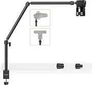 VIJIM LS08 Overhead Camera Desk Mount Stand, Flexible Webcam Stand Microphone Boom Arm, 360° Rotation Tabletop Aluminum C-Clamp Stand, Standard ¼" ⅜" ⅝" Screw for DSLR Camera, Microphone & Webcam