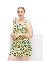 DVF Diane Von Furstenberg Target Dress Size 12 90's Shift Yellow Poppy Mini