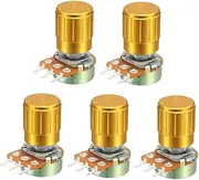 XYWHPGV WH148 100K Ohm Variable Resistors Single Turn Rotary Carbon Film Taper Potentiometer W Knobs 5pcs(53ac2 a0702 7ea04 5b513 a6297 92c88