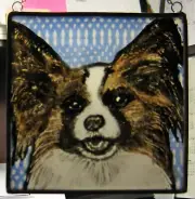 Papillon Dog Windshop stained glass suncatcher 4"x4" #258