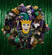 Mardi Gras wreath,Jester Mardi Gras wreath,Mardi Gras Decor,Fat Tuesday wreath
