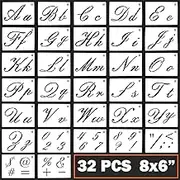 Letter Stencils Cursive Letter Stencils Calligraphy Stencil Letters Cursive Alphabet Letter Number Drawing Painting Stencils Scale Template Sets for DIY Painting Craft for Painting on Wood