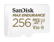 SanDisk Max Endurance 256GB microSD 100MB/s 40MB/s 20K hrs 4K UHD C10 U3 V30 -40 C to 85 C Heat Freeze Shock Temperature Water X-ray Proof SD Adapter
