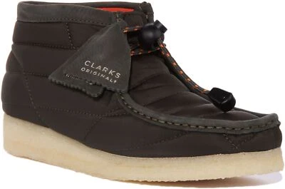 Clarks Originals Wallabee Nylon Crepe Sole Quilted Boot Khaki Womens UK 3 - 8