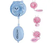 Foldable Hand Fan Mini Silent Fan USB Rechargeable with 2 Speeds Cute Modeling Foldable Handle Portable Fan