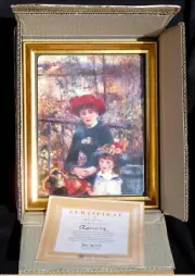 EXTREMELY RARE BRADFORD EXCHANGE FRAMED PORCELAIN “PLATE” Two Sisters - RENOIR