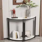 Fin Half-Moon Marble Console Table 2-Tiers Narrow Entryway Table With Storage Shelf