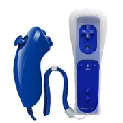 Remote Controller for Wii, Wii Remote and Nunchuck Controllers with Silicon Case and Strap for Wii and Wii U (Dark Blue)