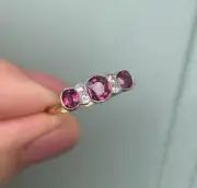4.68 Ct Round Cut Natural Pink Ruby Diamond Proposal Ring 14K solid Yellow gold