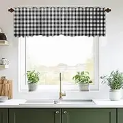 DOTOOMA 54x18 Inches Buffalo Plaid Window Treatment Valance Black and White Kitchen Blackout Drapes Bathroom Bedroom Living Room Polyester Fabric Curtains Decorations Supplies