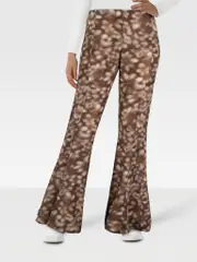 Brown Abstract Pattern Flared Trousers