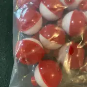 12 Fishing Bobbers 1 Inch 1" Round Floats Red White Snap On Bobber Float 202-R/W