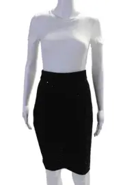 Minnie Rose Womens Sequined Pull On Pencil Skirt Black Size Extra Small