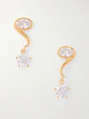 [ANISSA KERMICHE] ANISSA KERMICHE - Come Hither Gold Vermeil Cubic Zirconia Earrings - One size One size Gold