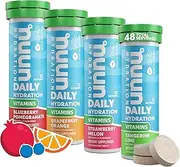 Nuun Hydration: Vitamin + Electrolyte Drink Tablets, Mixed Fruit Flavor Pack, Box of 4 Tubes (48 servings), Enhanced for Energy and Daily Health