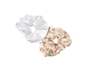 MySilk Silk Scrunchie 2 Pack - White/Leopard