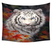 Wildlife Animal Art Autumn White Tiger Tapestry