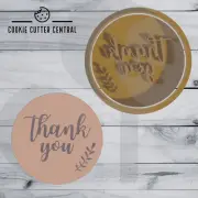 Thank You with Leaf Cookie Cutter and Embosser - 6.5cm Round