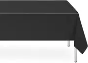 LIKAJON 2 Pack Rectangular Disposable Black Tablecloth, Black Plastic Table Cloths for Parties Disposable, 54x108 in Waterproof Camping Tablecloth for Birthday Party Graduation Picnic Halloween