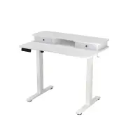 CostwayElectric Standing Desk Height Adjustable with 2 Drawers and Hooks-White