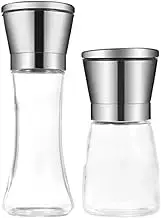 2 Pcs Set Salt and Pepper Grinder Manual Adjustable Coarseness Pepper Mill Glass Material Salt Grinder Fits in Barbecue