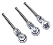 3 pcs Flex Stubby Ratchet Wrench Handle Socket Set 1/4" 3/8" 1/2" DR Reversible