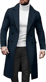 [AIEOE] Men's Coat Autumn Winter Long Trench Coat Slim Fit Double Breasted Winter Coat Lapel Men's Coat Casual Business Winter Jacket EU S-XL = (Asia M-2XL)