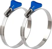 ISPINNER 2pcs 3 Inch Key-Type 304 Stainless Steel Worm Gear Hose Clamps, Adjustable Size Range 60-80mm Clamps for Dryer Vent, Dust Collector and Automotive