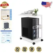 Sturdy 2-Tier Iron Computer Tower Stand with Locking Caster Wheels - Iron-White