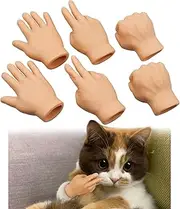 Tiny Hands for Fingers, Fun Mini Fingertips for Teasing Cat Toys, High Elasticity Plastic Little Hands for Cat Interactive Funny Quirky Gag Gifts, 6 Pcs