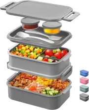 Dacool Lunchbox Bento Box - 74 OZ All-In-One Stackable Lunch Box for Men Women T