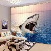 Wonderful Shark Swarm 3D Blockout Photo Print Curtain Fabric Curtains Window
