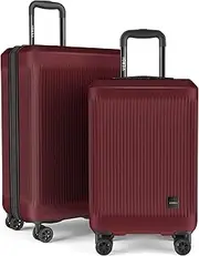 [Verdi] Hardside Carry On Luggage with Spinner Wheels, Lightweight Travel Suitcase, Burgundy, 2-Piece Set (20/24)