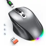 Wireless Bluetooth Mouse for Laptop, LED Rechargeable Mouse with Tilt Wheel, ...