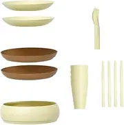 1 Set Portable Outdoor Tableware Reusable Bowl Plate Cup Spoon and Chopsticks for Camping and Picnic Use